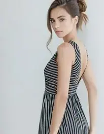 Womens Black And White Striped Dress face swap