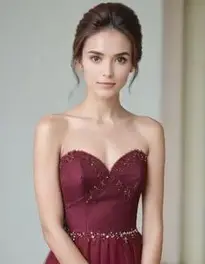 Womens Burgundy Dress Wedding face swap