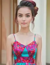 Womens Colourful Dress face swap