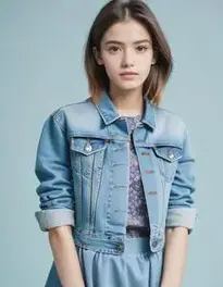 Womens Cropped Jean Jacket Dress face swap