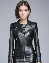 Womens Cropped Leather Jacket Dress face swap