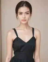 Womens Black Cotton Dress face swap