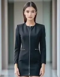 Womens Black Cropped Jacket Dress face swap