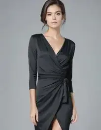 Womens Black Wrap Dress face swap