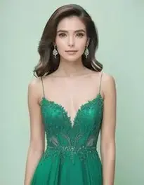 Womens Emerald Green Dress Wedding face swap