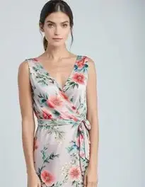 Womens Floral Wrap Dress face swap