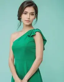 Womens Green One Shoulder Dress face swap