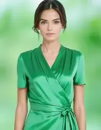 Womens Green Wrap Dress face swap