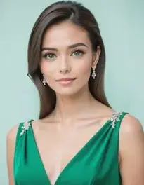 Womens Emerald Green Dress Wedding Guest face swap