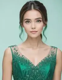 Womens Emerald Green Formal Dress face swap