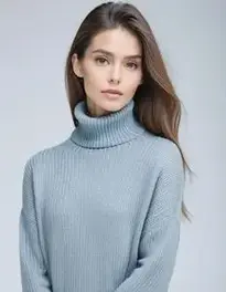 Womens Oversized Turtleneck Sweater Dress face swap