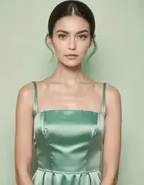 Womens Sage Green Satin Dress face swap