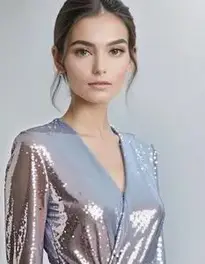 Womens Sequin Wrap Dress face swap