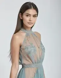 Womens Sheer Maxi Dress face swap
