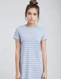 Womens Striped T Shirt Dress face swap