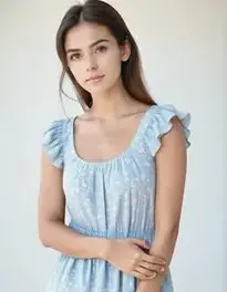 Womens Summer Cotton Tops Dress face swap