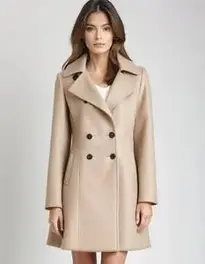 Womens Tan Coat Dress face swap