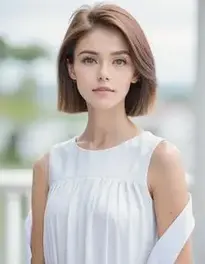 Womens White Graduation Dress Short face swap