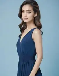 Womens Navy Blue Maxi Dress face swap