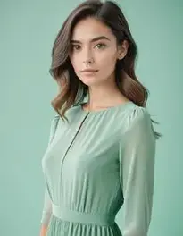 Womens Sage Green Midi Dress face swap