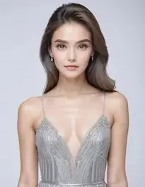Womens Silver Gown Dress face swap