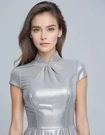 Womens Silver Outfit Dress face swap