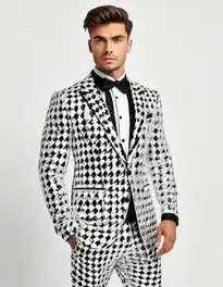 black and white party dress for men Half Black Half White Long Sleeve Men Button Up Shirt, Color Block Split Two Tone Combo Print Buttoned Collared Dress Shirt Chest Pocket XS